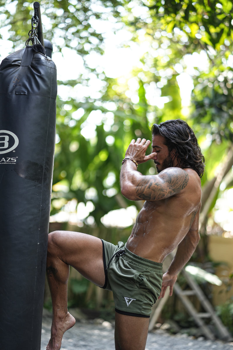 Premium HybridFit Shorts (Olive Force)